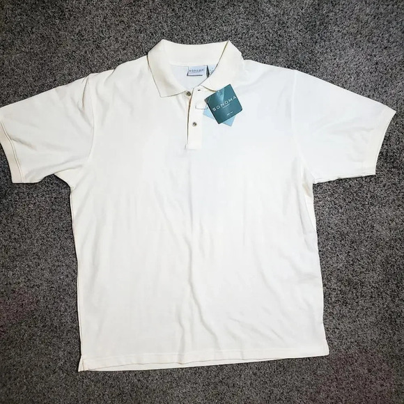 NWT Sonoma Men's Size Large Cream Colored Polo - Picture 1 of 12